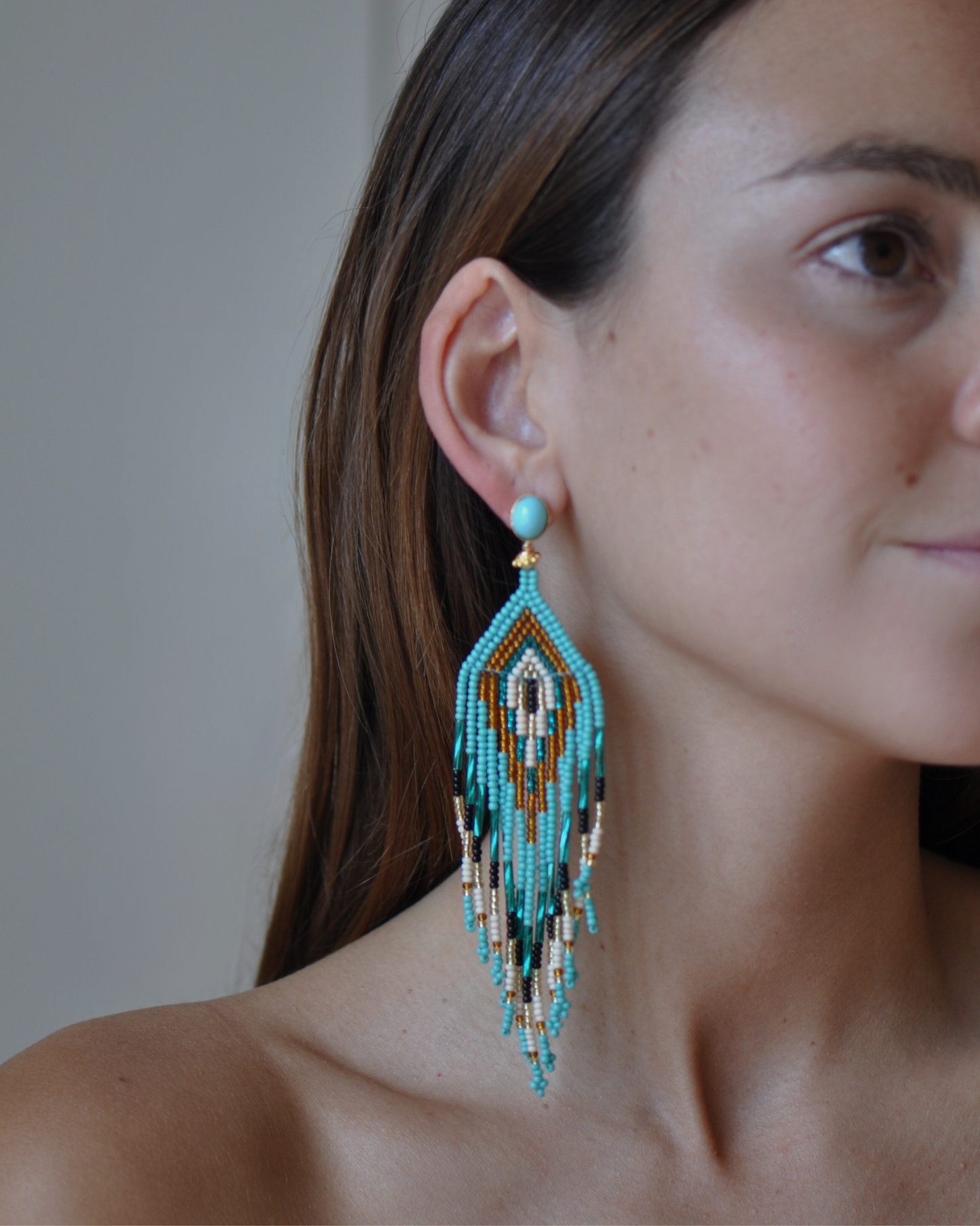 Beaded Feather Earrings