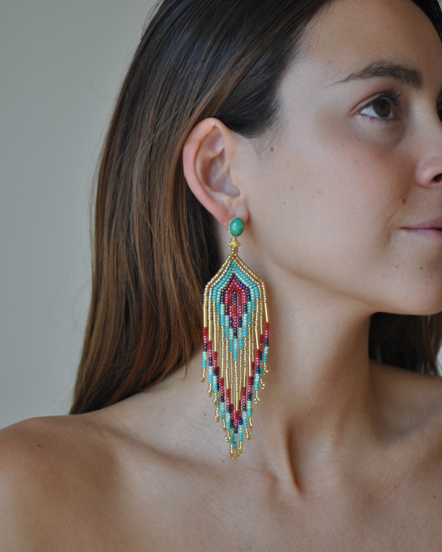 Beaded Feather Earrings