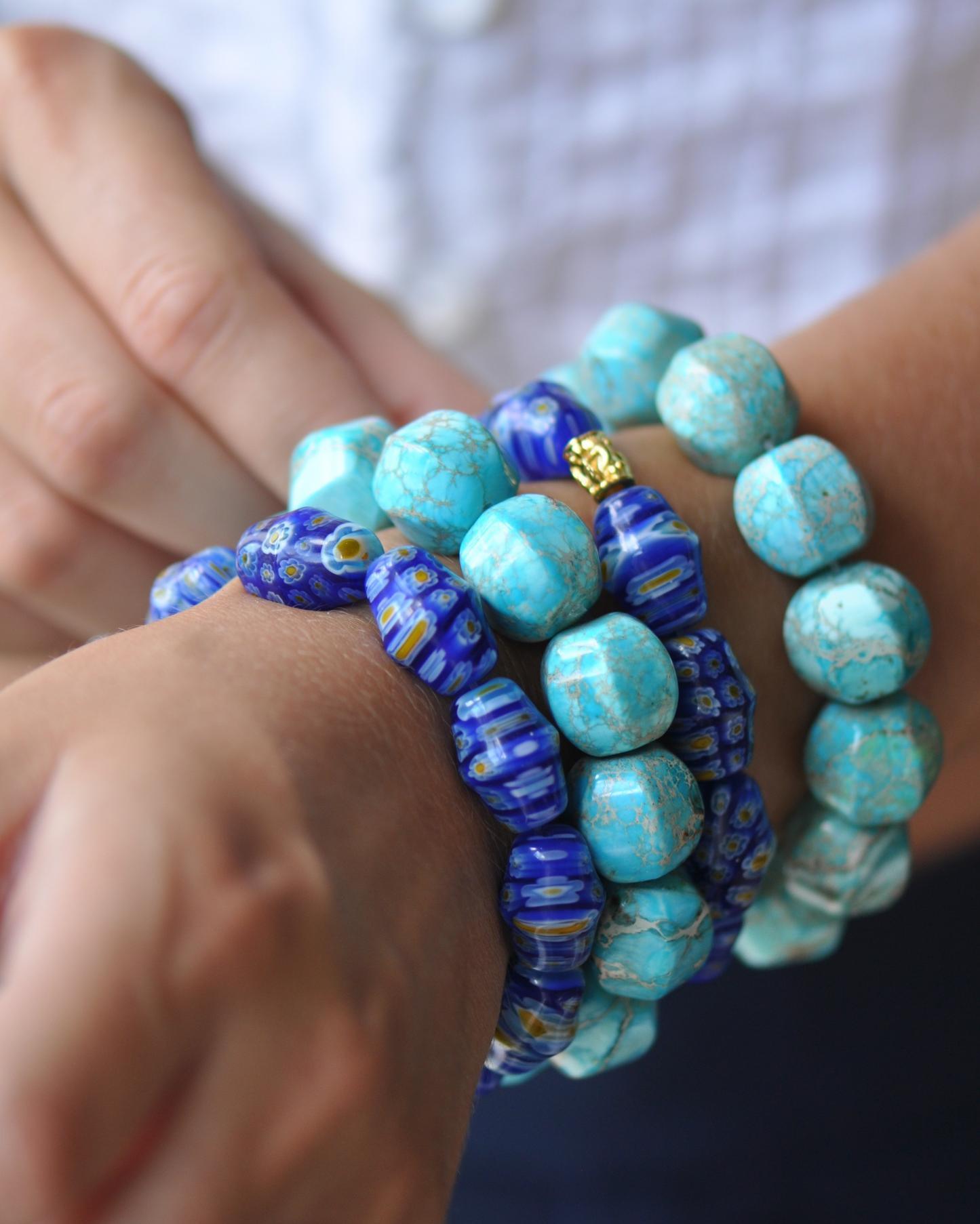 Painted Blue Murano Bracelet