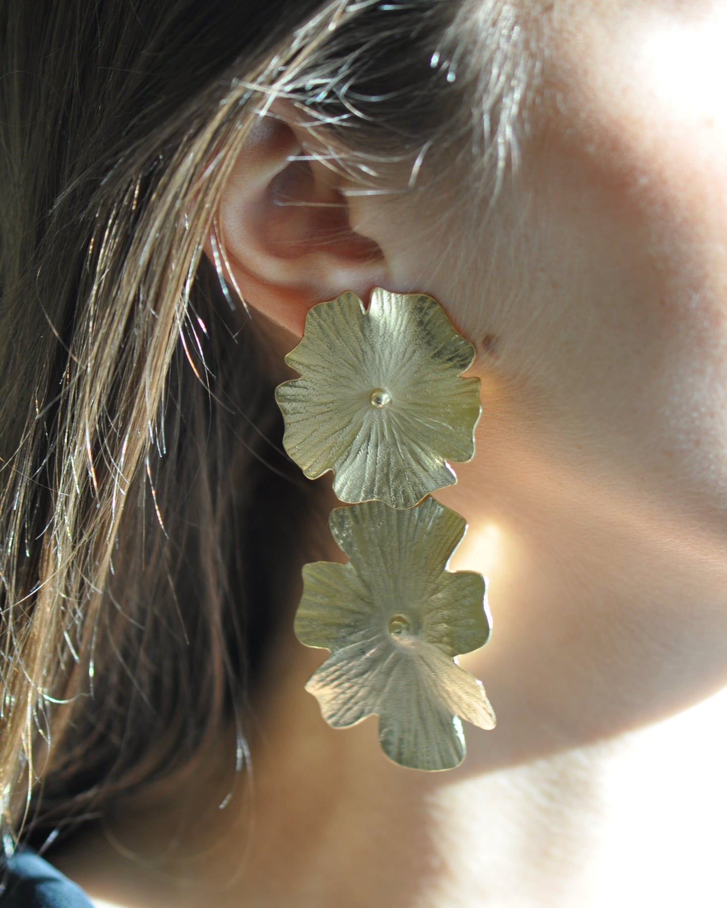 Ginkgo Double Flower Earrings