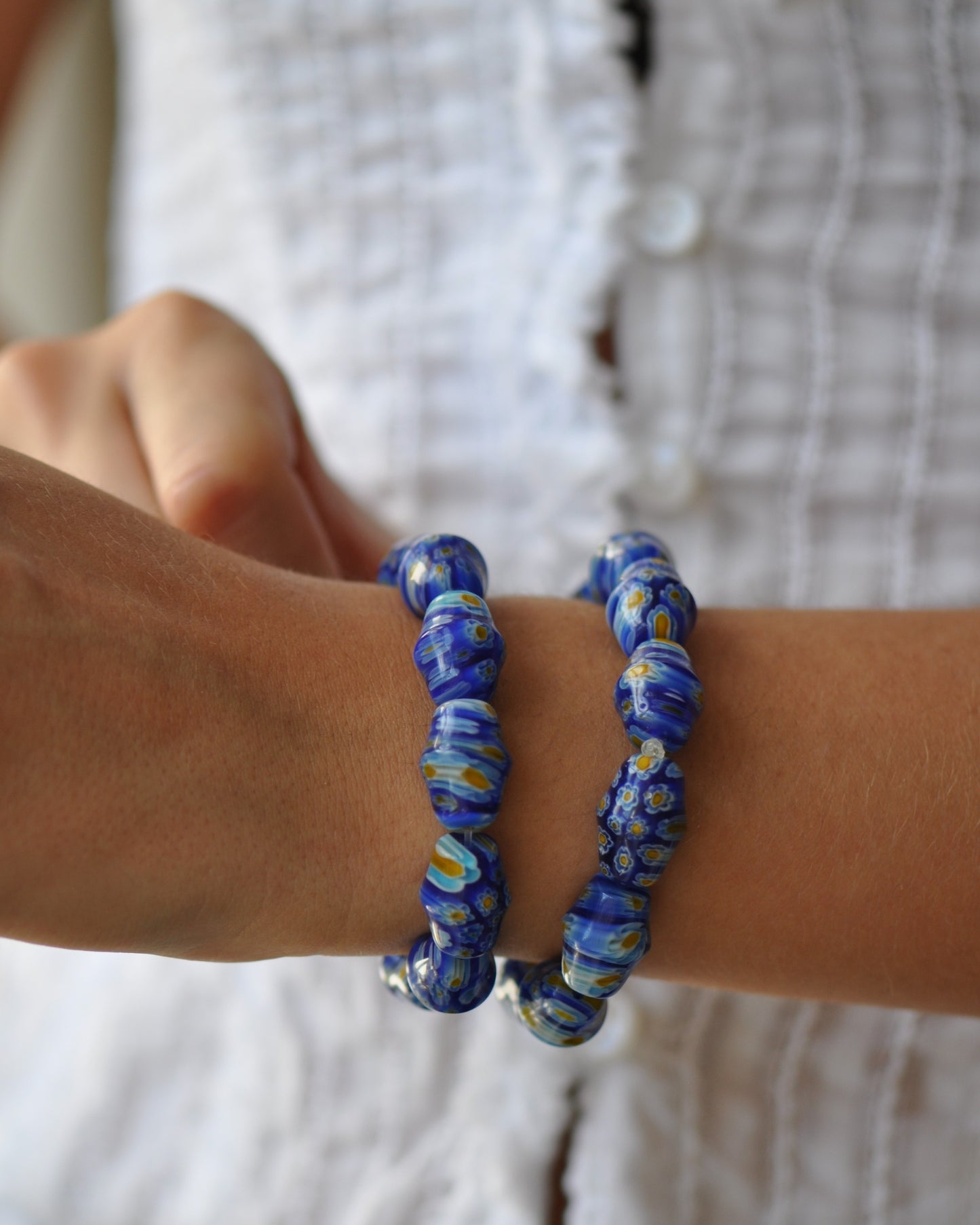 Painted Blue Murano Bracelet