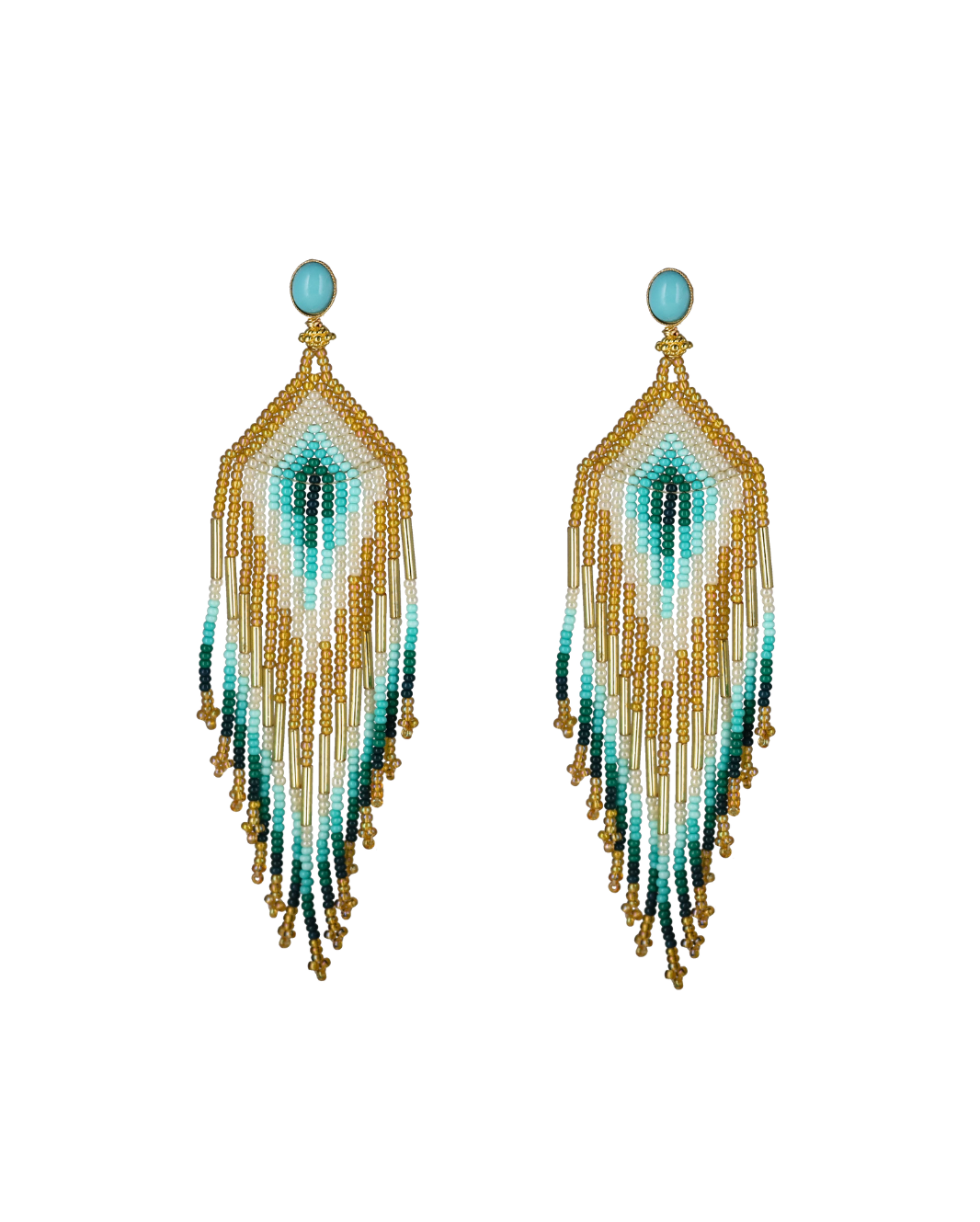 Beaded Feather Earrings