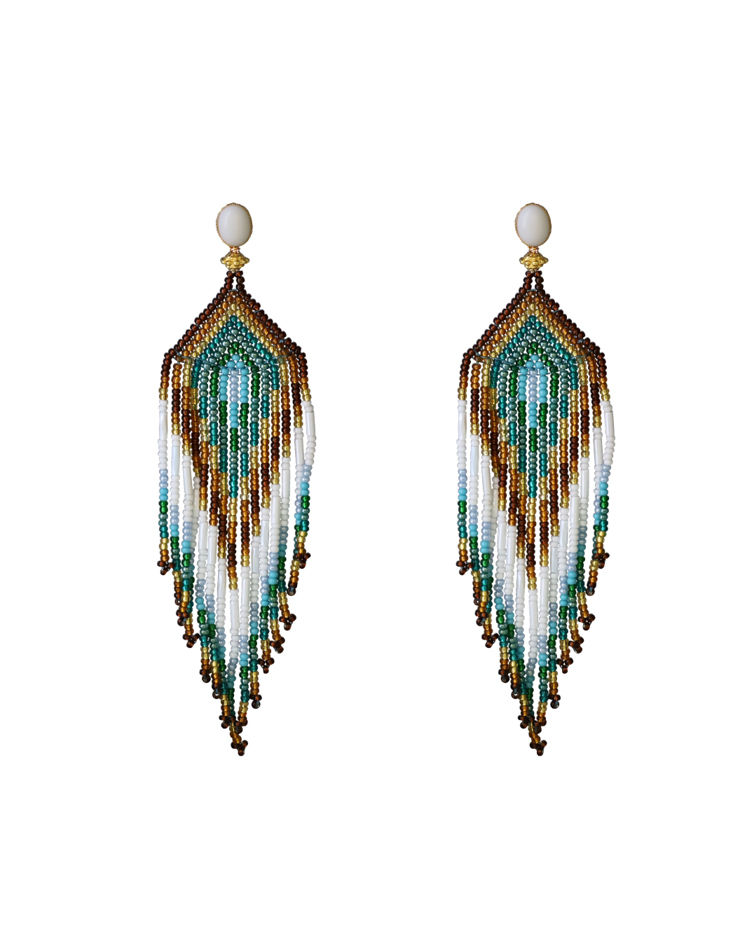 Beaded Feather Earrings