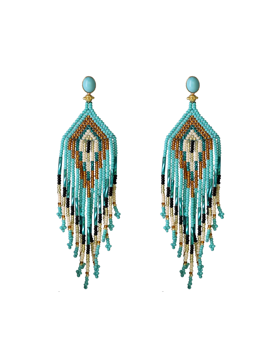 Beaded Feather Earrings