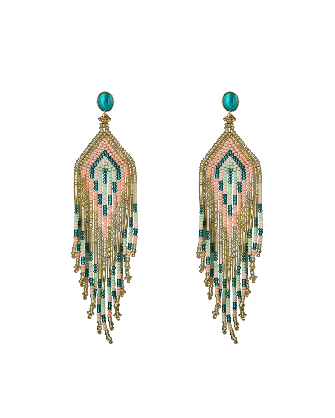 Beaded Feather Earrings