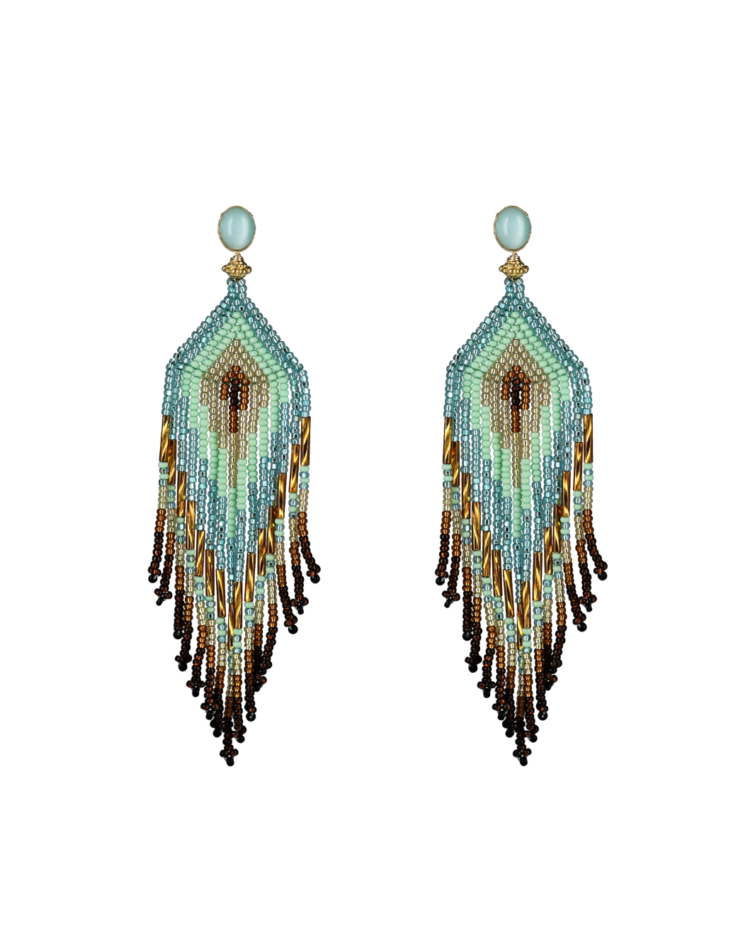 Beaded Feather Earrings