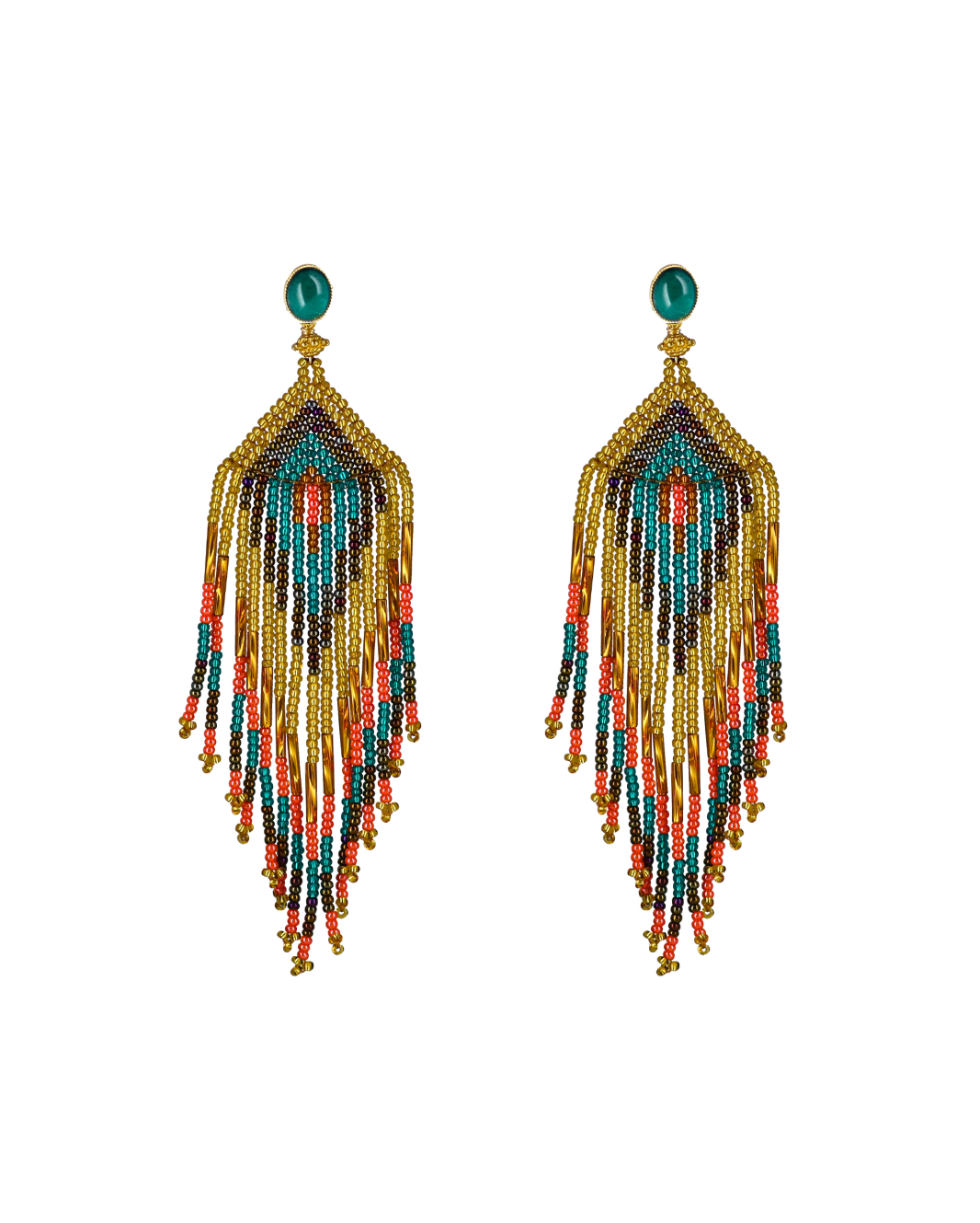 Beaded Feather Earrings