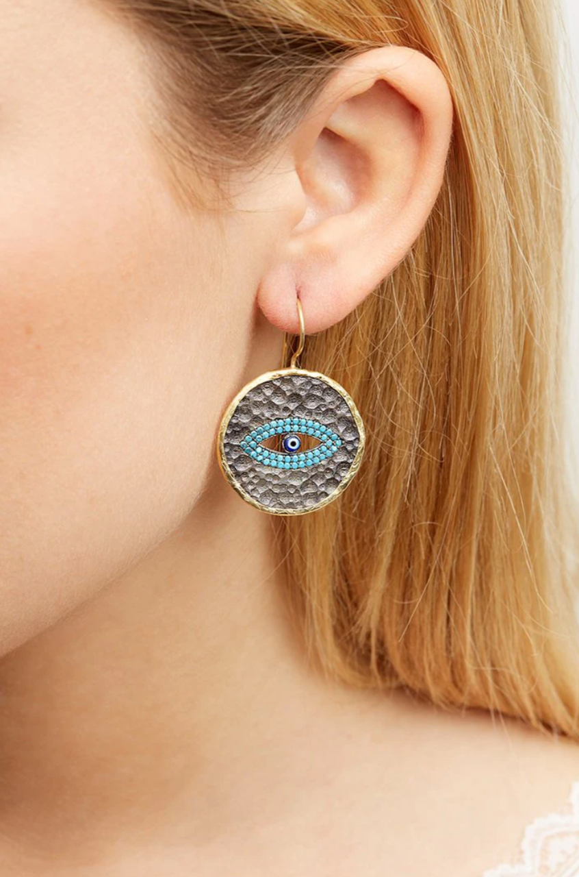 Evil Eye & Medusa Circle Earrings