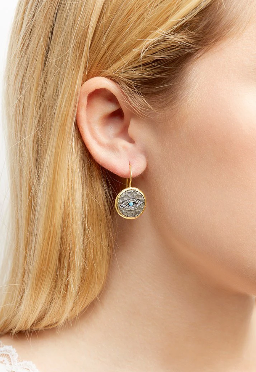 Evil Eye & Medusa Circle Earrings