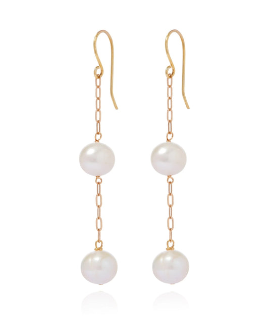 Candida Earrings with Two Pearls