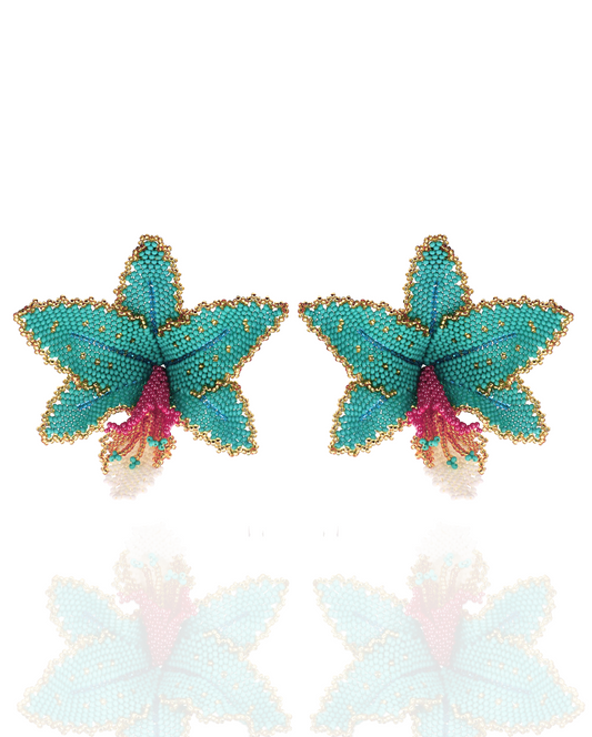 Beaded Orchid Earrings