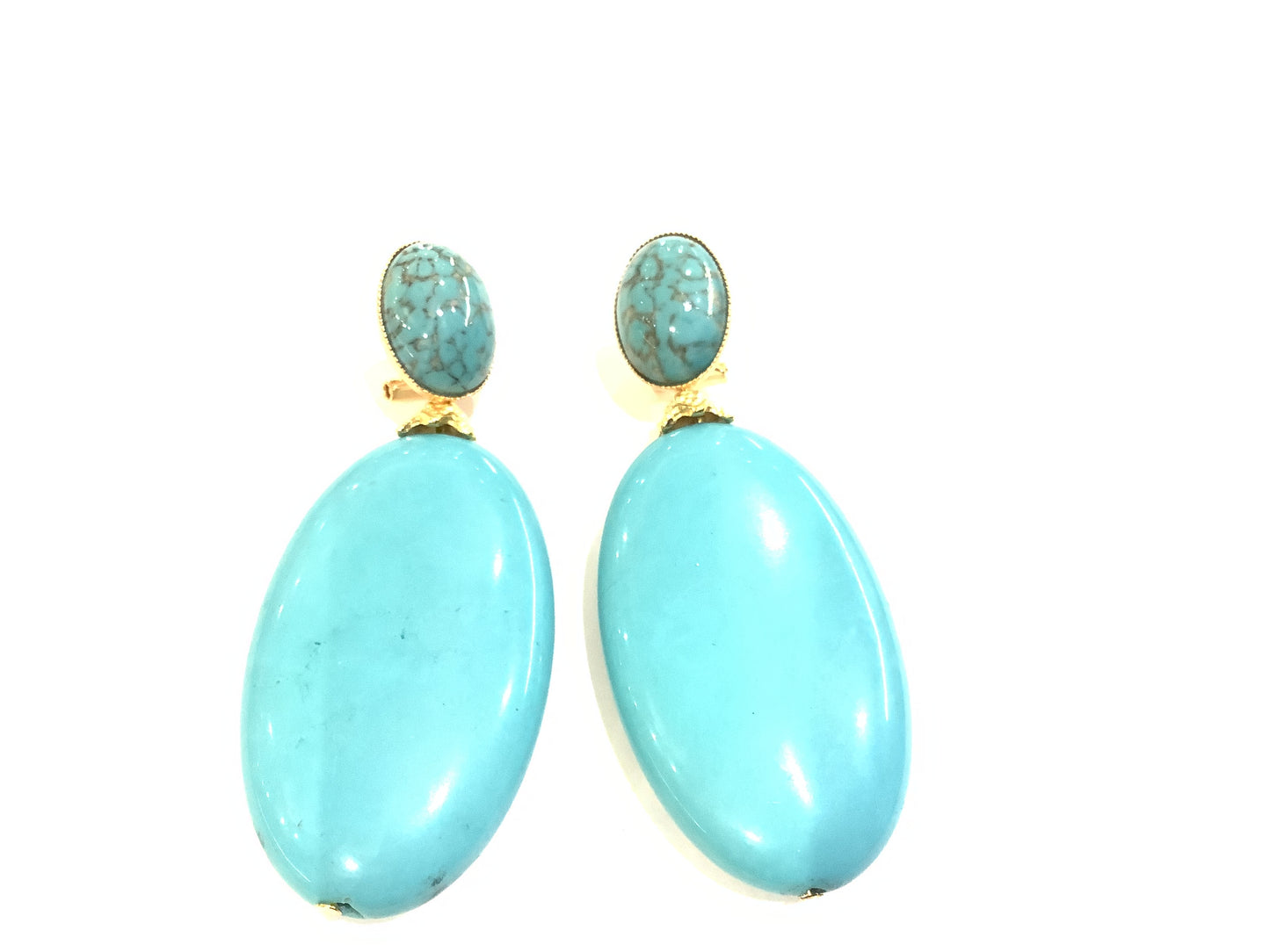 LC BO Turquoise Drops Long Oval w Turquoise Oval Tops
