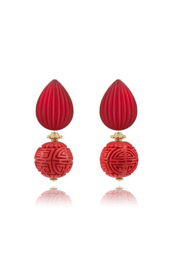 Botero Earrings with Lalique-Style Top