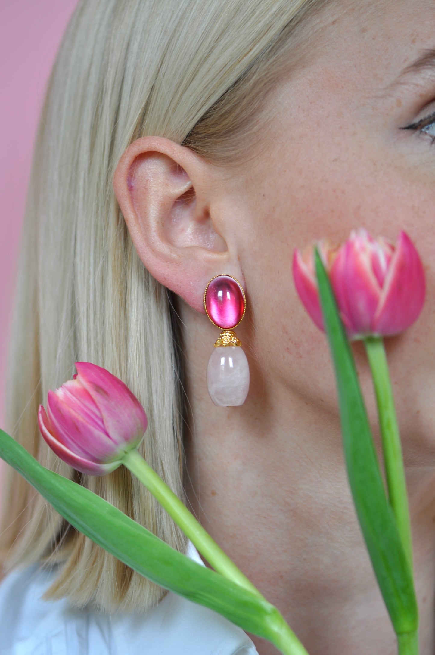 Sylvia Rose Quartz Earrings