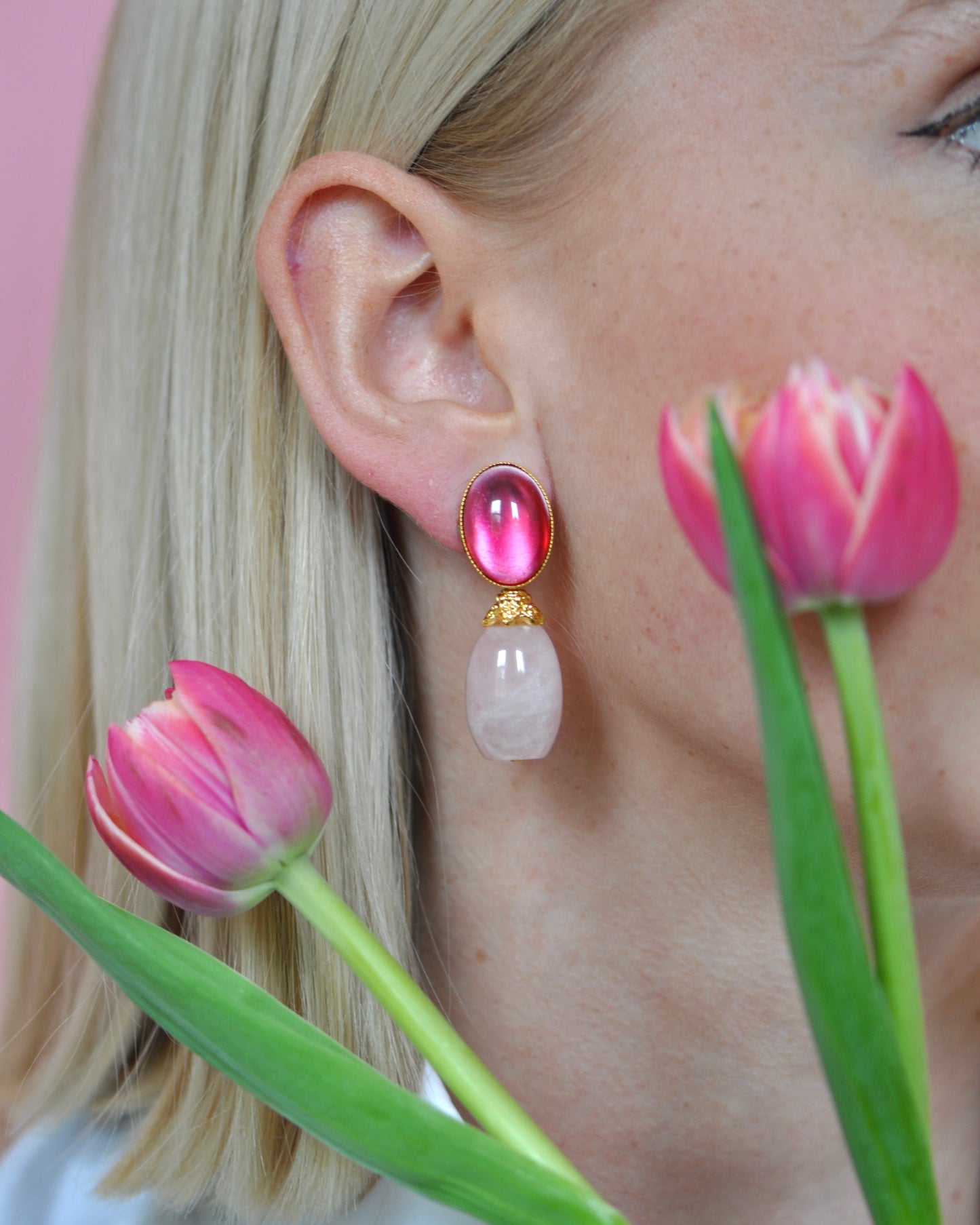 Sylvia Rose Quartz Earrings