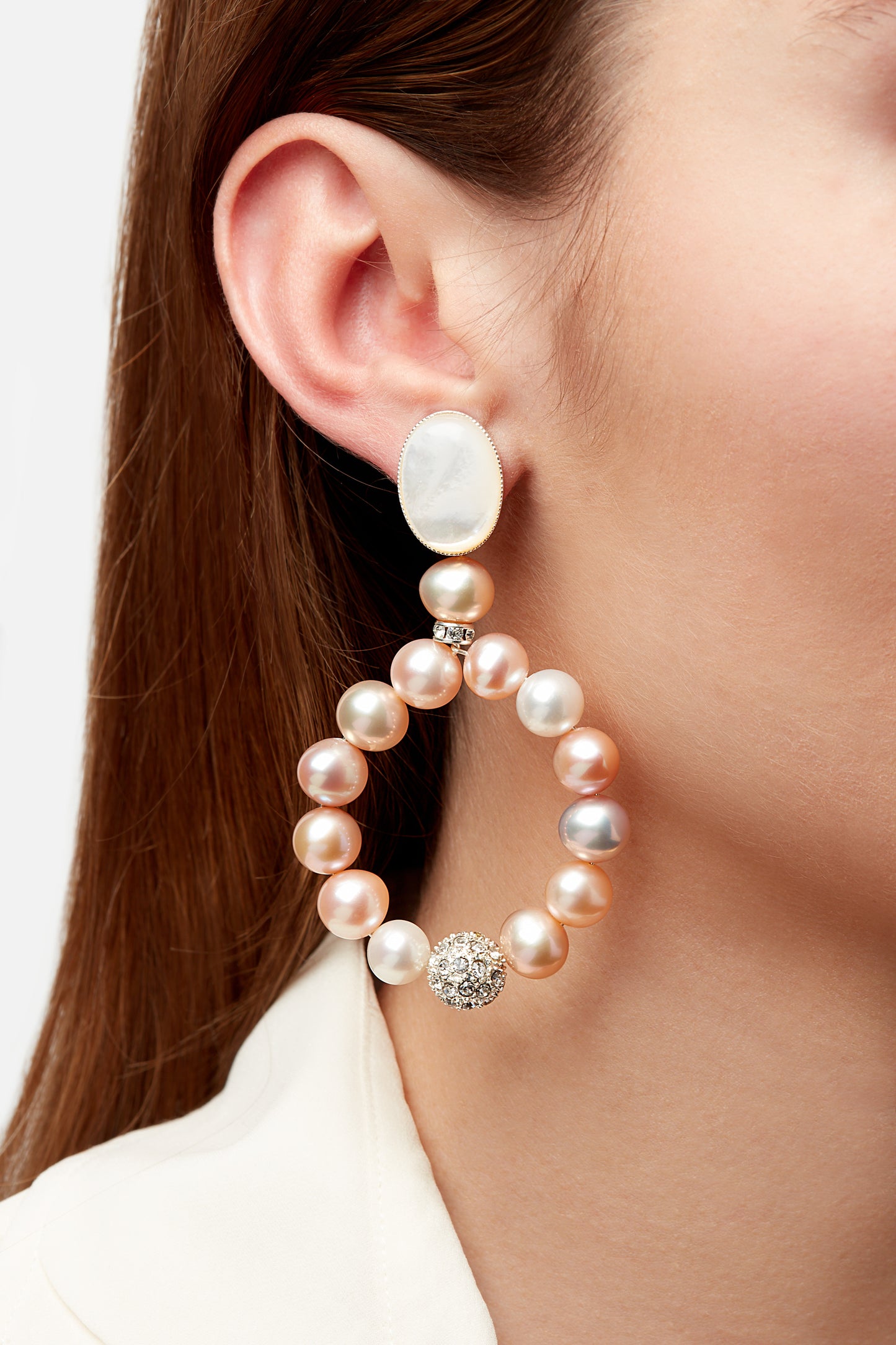 Adeline Pearl Hoop Earrings