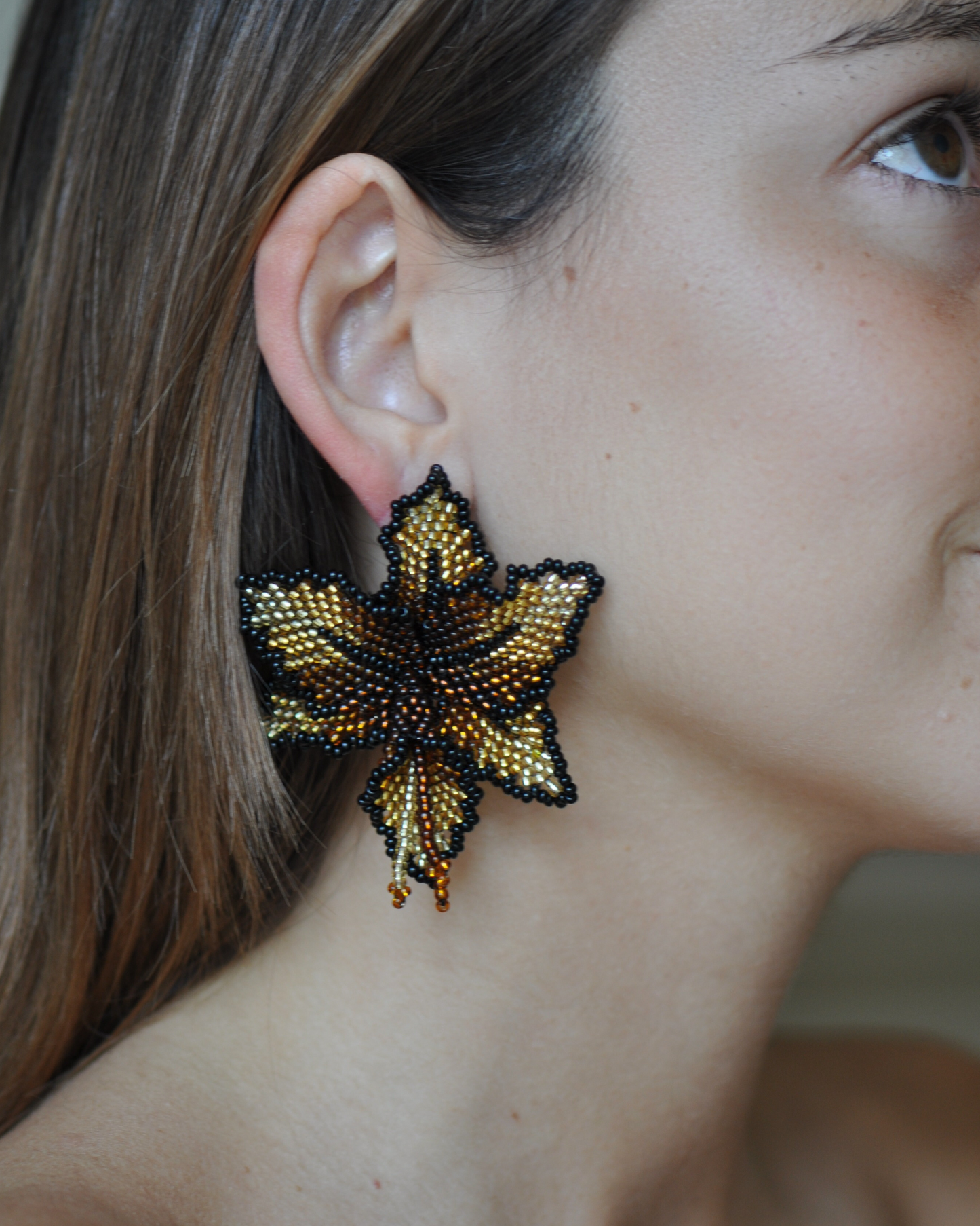Beaded Orchid Earrings