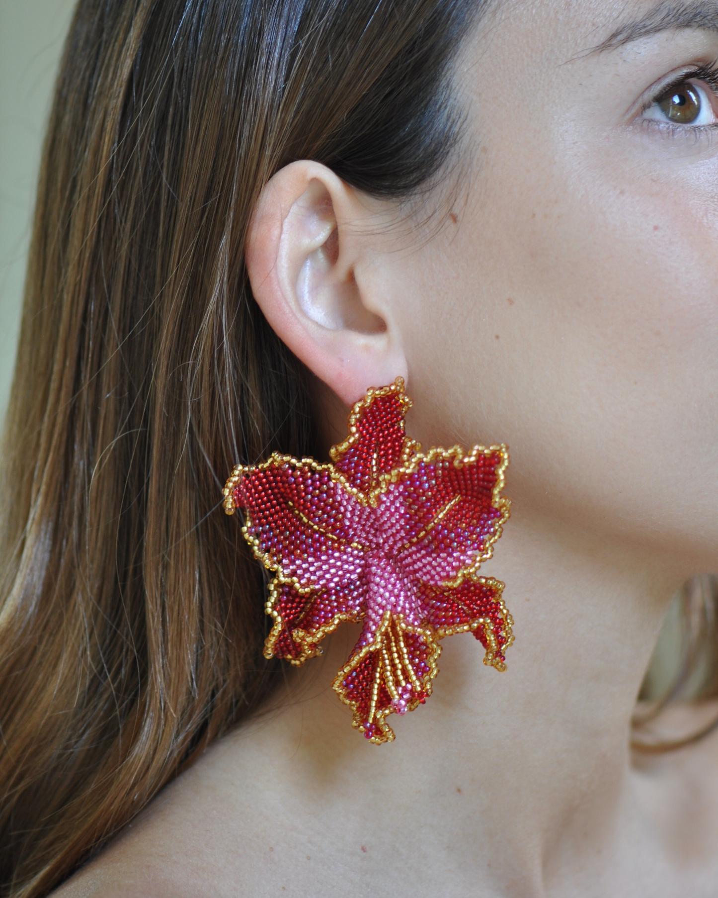 Beaded Orchid Earrings