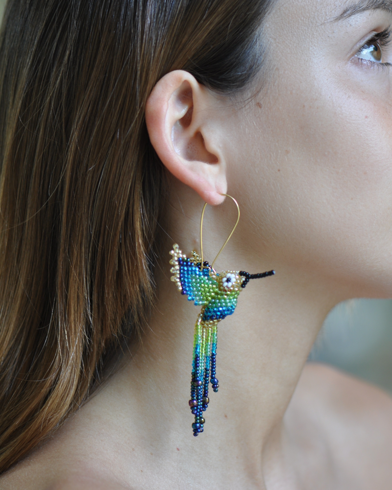 Beaded Hummingbird Earrings