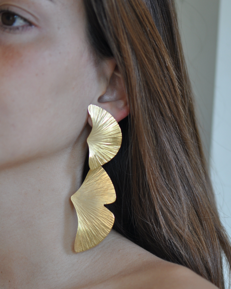 Ginkgo Double Leaf Earrings