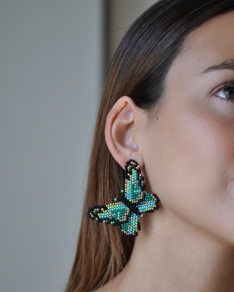 Small Beaded Butterfly Earrings