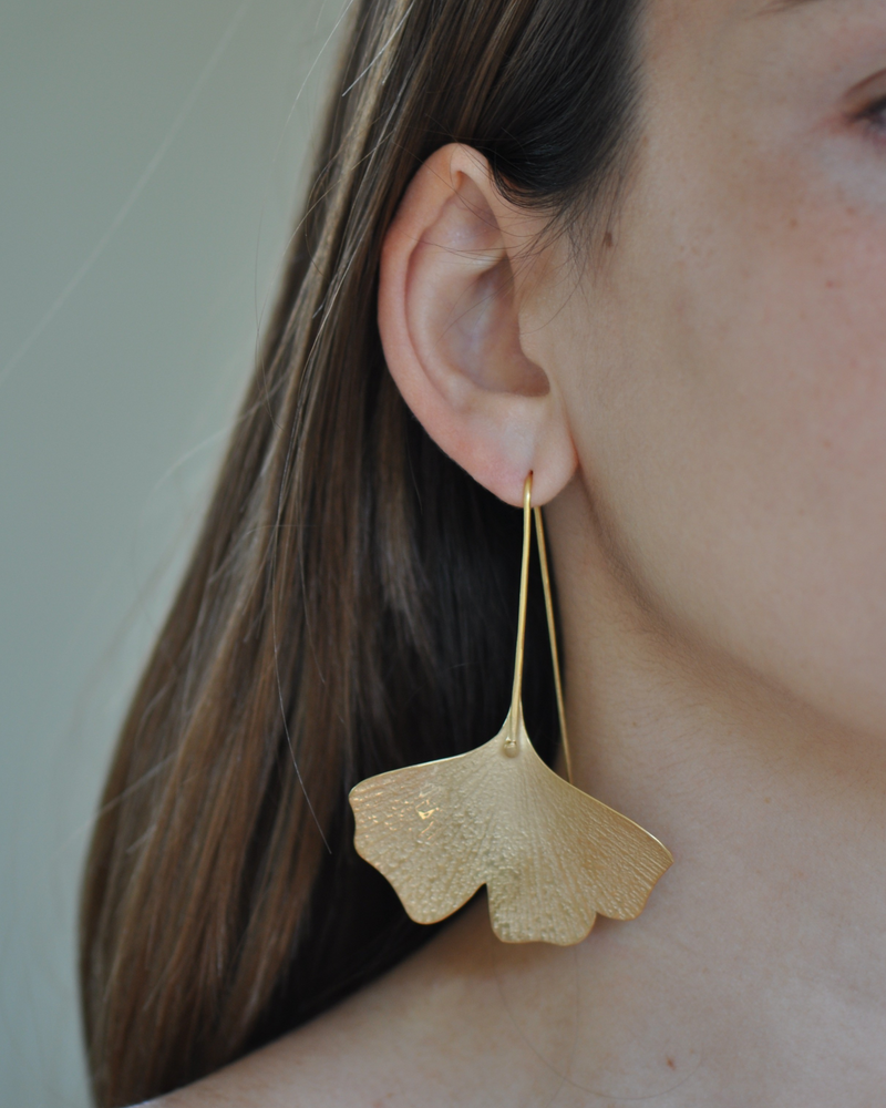 Ginkgo Drop Leaf Earrings