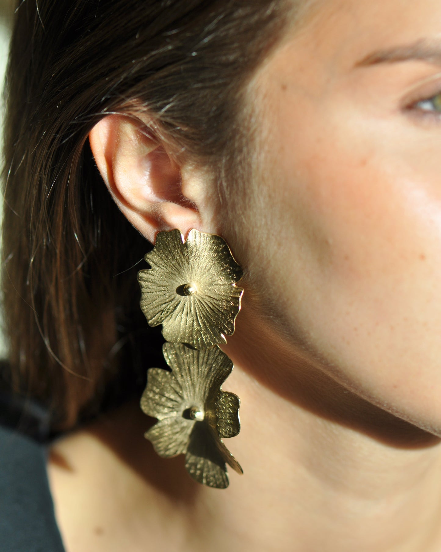 Ginkgo Double Flower Earrings