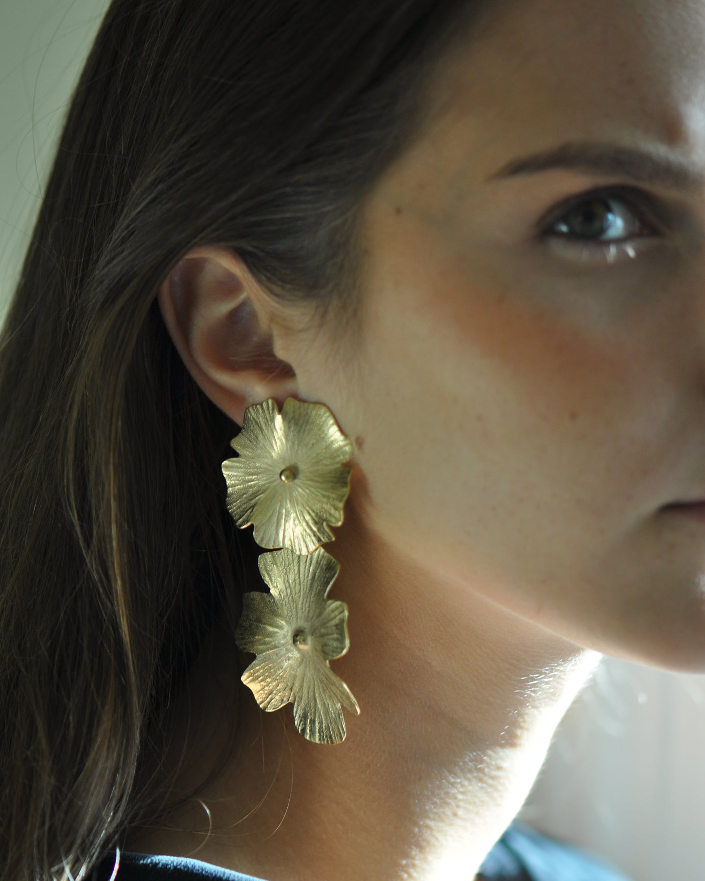 Ginkgo Double Flower Earrings