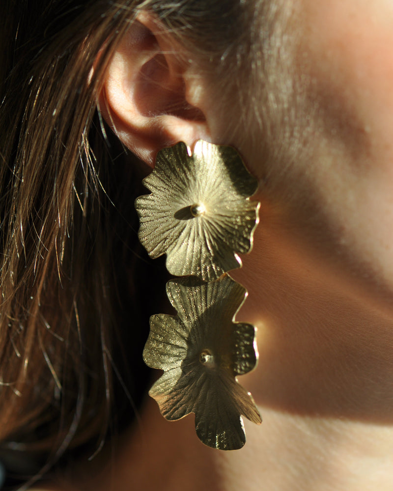 Ginkgo Double Flower Earrings