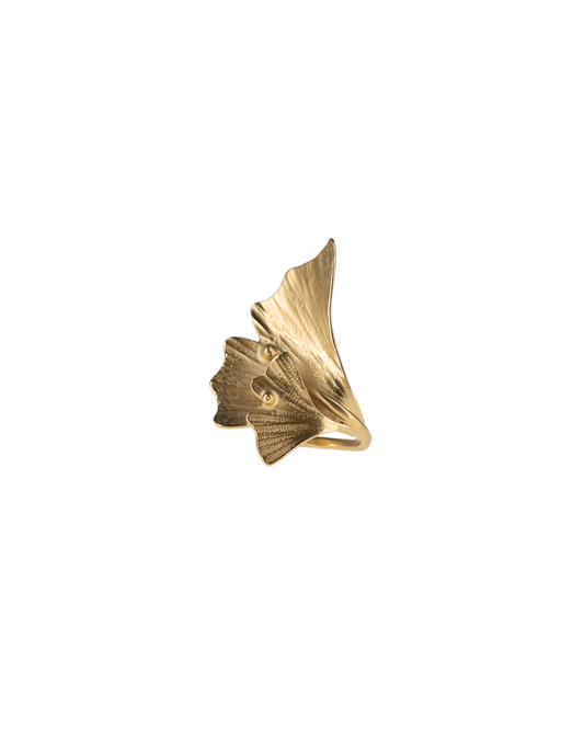Ginkgo Small Double Leaf Ring