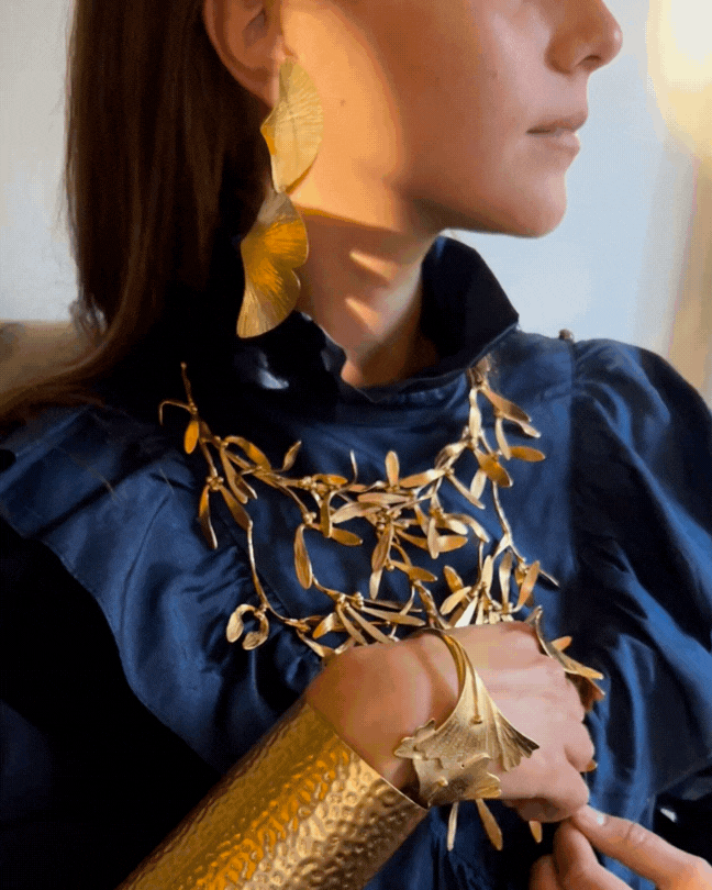 Ginkgo Double Leaf Earrings