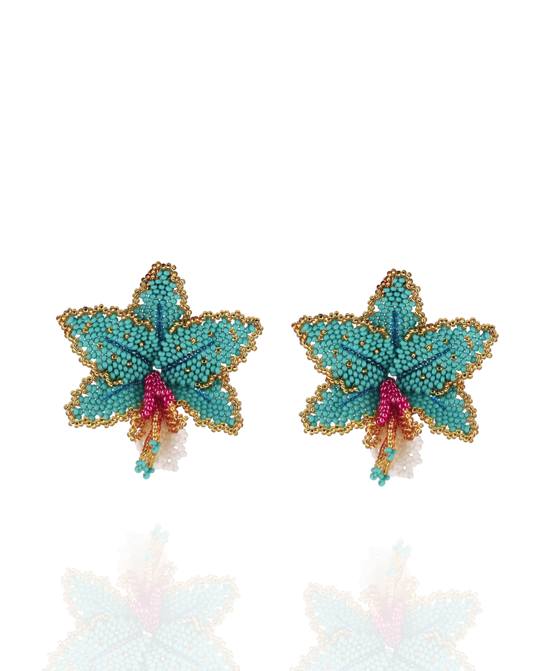 Beaded Orchid Earrings