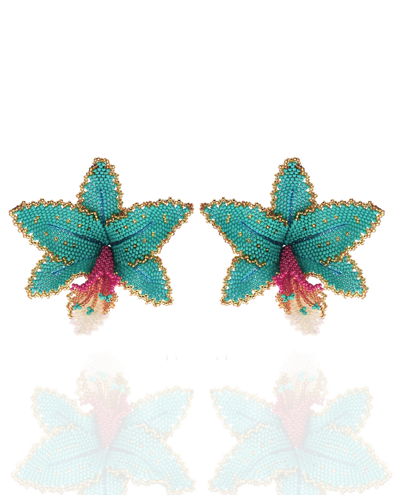 Beaded Orchid Earrings