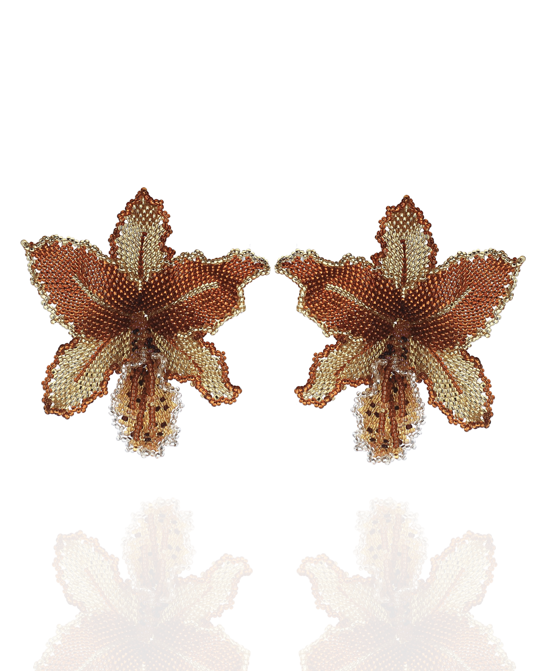 Beaded Orchid Earrings