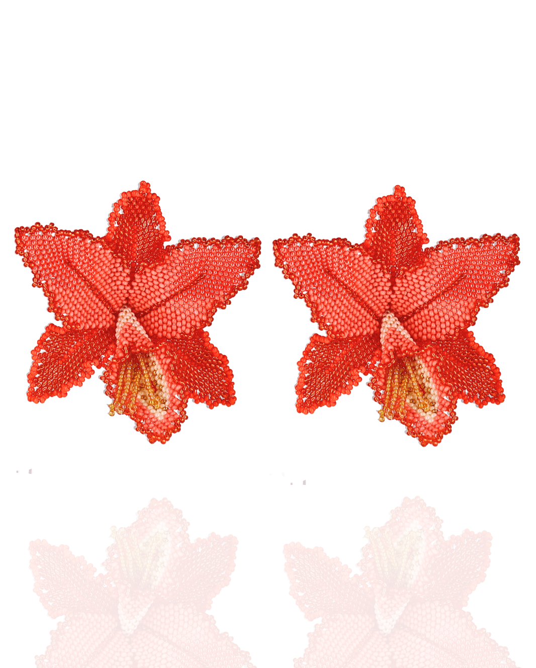 Beaded Orchid Earrings