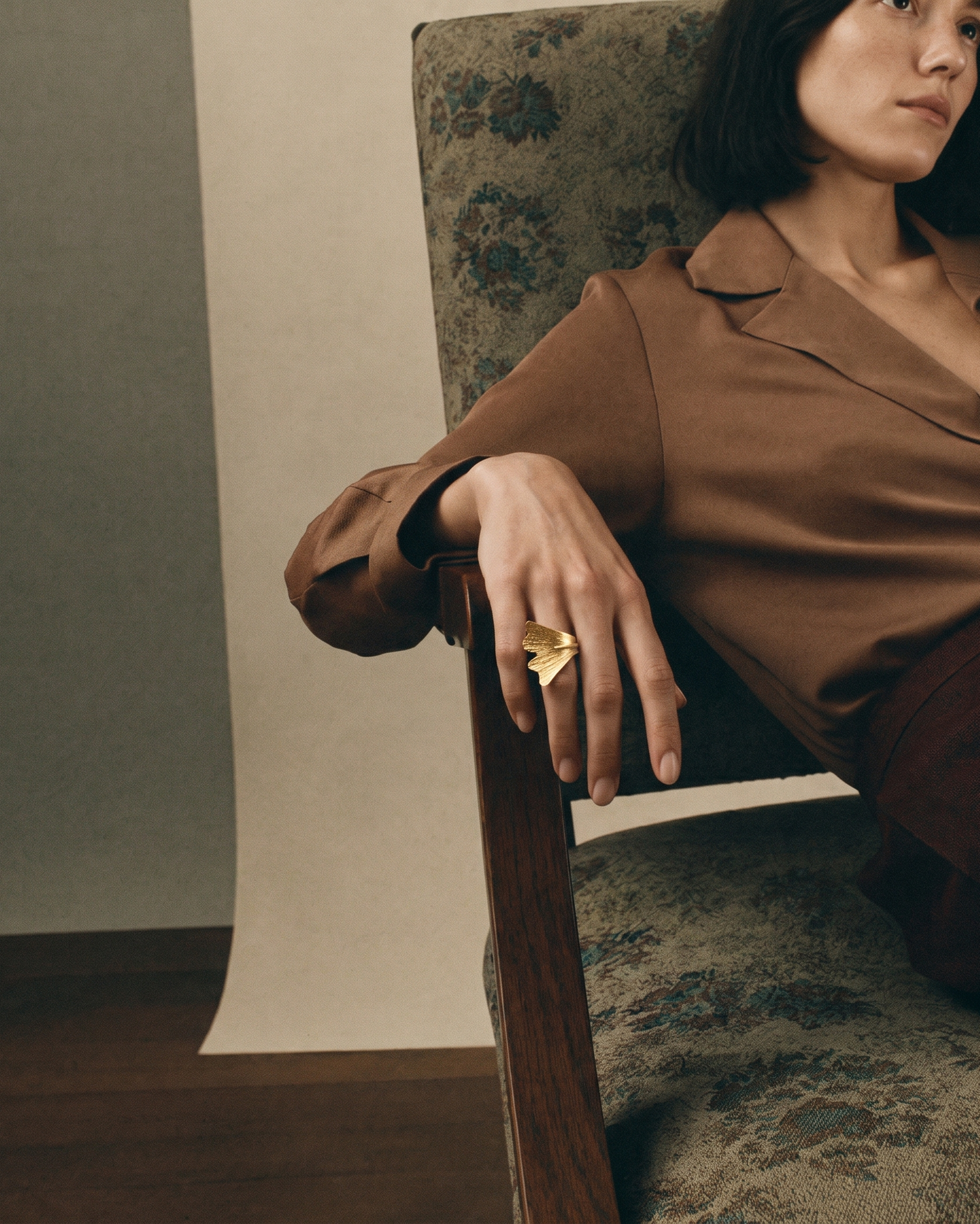 Ginkgo Single Leaf Ring