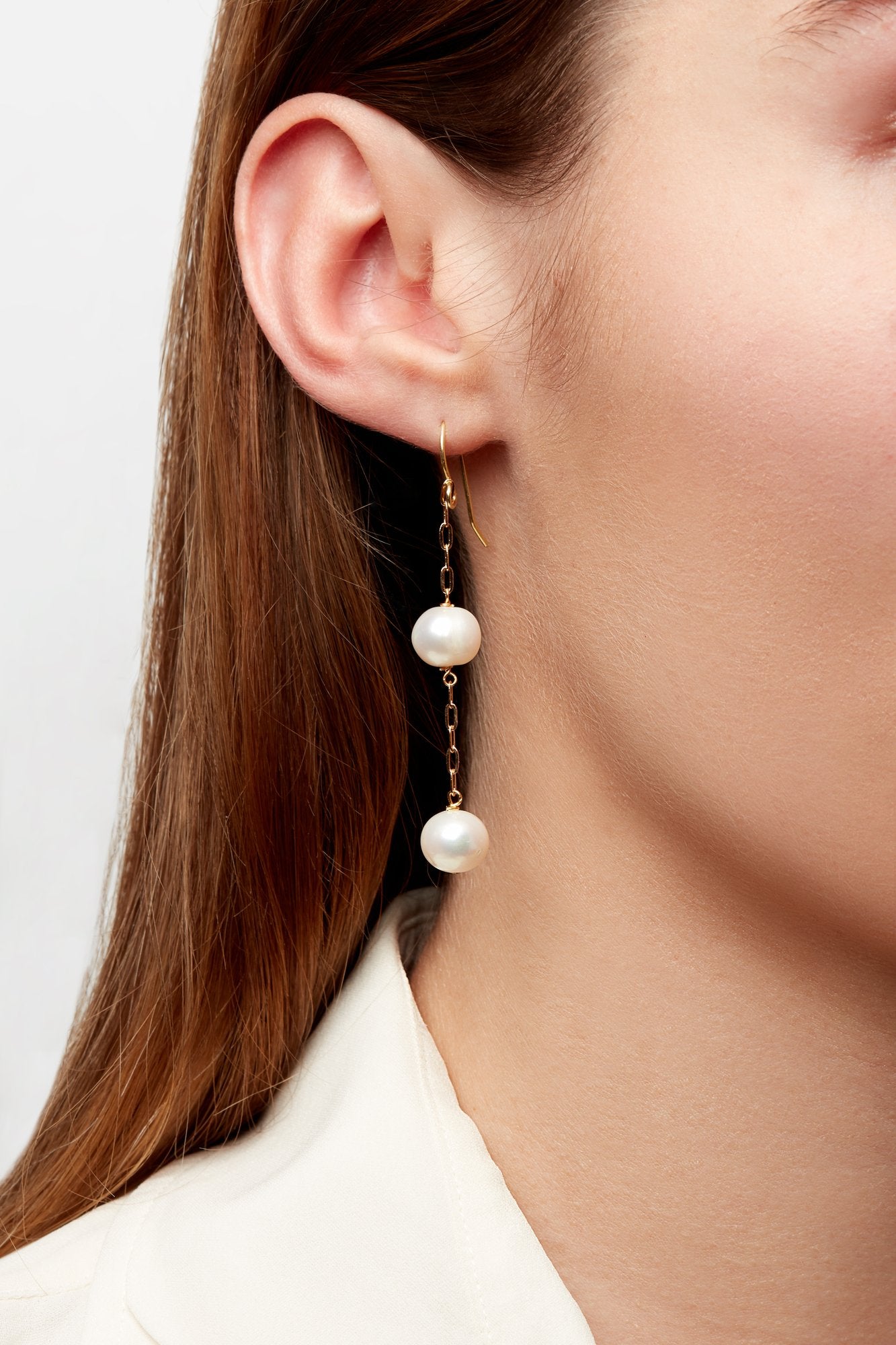 Candida Earrings with Two Pearls