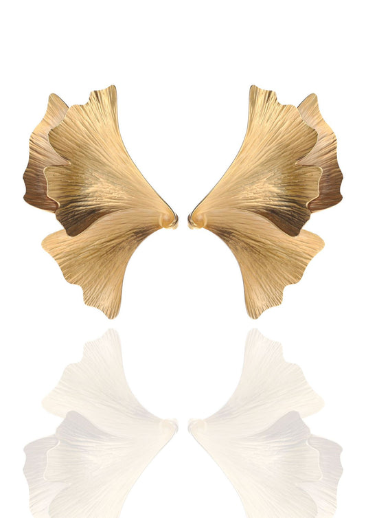 Ginkgo Double Leaf Cluster Earrings